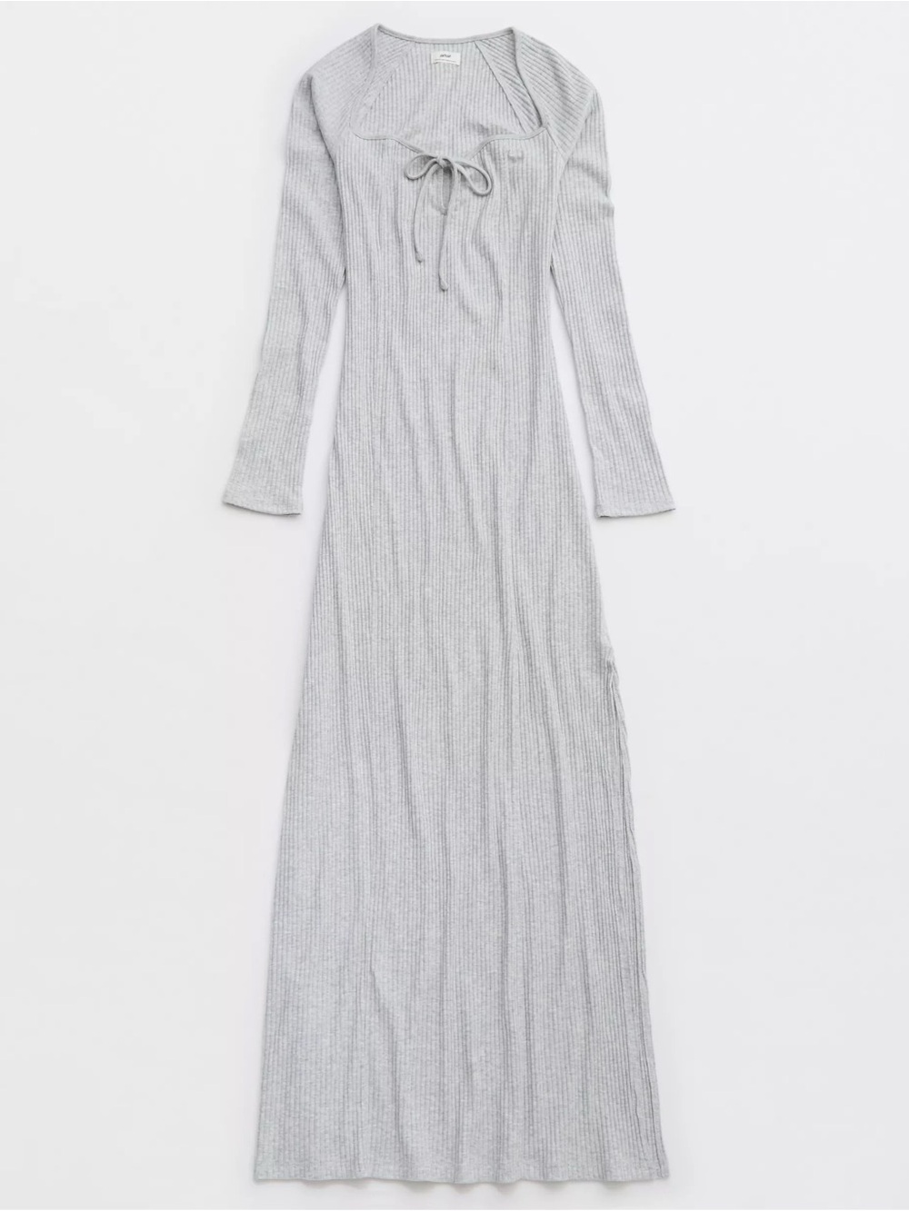 Aerie Long Sleeve Knit Tie Front Maxi Dress